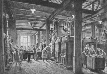 Une usine moderne de broyage de graines oléagineuses, vers 1918
