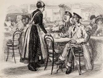 Dessin humoristique de la Première Guerre mondiale, probablement pour Punch, 1916