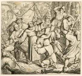 Martin Luther prêche à Seeburg contre la Guerre des Paysans