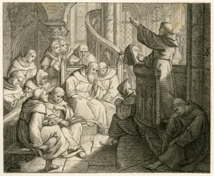 Martin Luther prêchant dans le monastère, devant Staupitz, son ami paternel