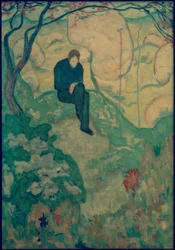 Jeune homme dans un paysage