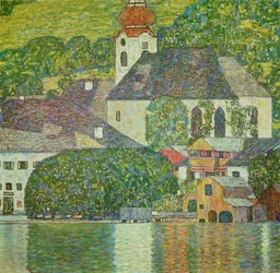 Église à Unterach sur le lac Attersee (peinture sur toile)