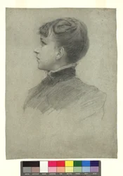 Portrait de Hermine, sœur de Gustav Klimt, de profil vers la gauche
