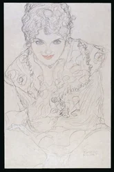 Portrait avec la main droite sur le menton, c.1917-18