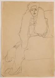 Assis vers la gauche, le haut du corps penché en avant, 1904-1905