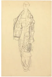 Dame debout avec cape, vers 1914-16