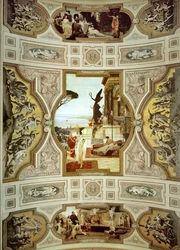 Burgtheatre (théâtre de cour) de Vienne, escalier (à gauche) : Théâtre de Taormine, détail
