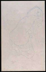 Femme penchée à droite avec de longs cheveux, vers 1910-11