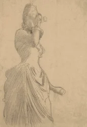 Femme avec des jumelles, vers 1888