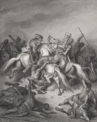 Abishai sauve la vie de David, Samuel 2:17, illustration tirée de 