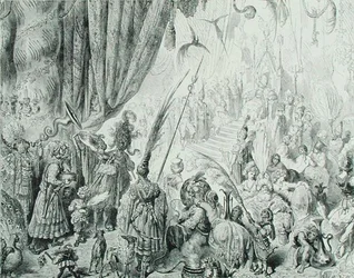 La cour du roi de Serendib, vers 1868