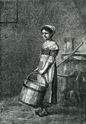 Cosette portant un seau, illustration de 