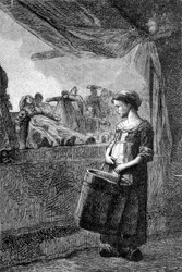 Cosette devant la boutique de jouets - dans "Les Misérables" de Victor Hugo, ill. par Brion, éd. Hetzel et Lacroix