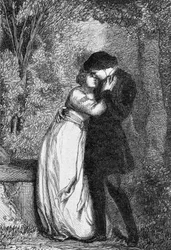 Cosette et son fiancé Marius - dans « Les Misérables » de Victor Hugo, illustré par Brion, édité par Hetzel et Lacroix