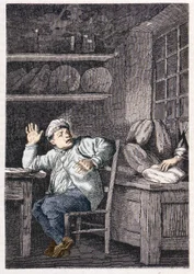 Le vol de Jean Valjean - dans « Les Misérables » de Victor Hugo, ill. par Brion, éd. Hetzel et Lacroix