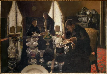 Diner - Dîner rue Miromesnil, la maison de la famille Caillebotte (huile sur toile)