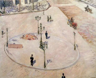 Îlot de circulation sur le Boulevard Haussmann, 1880