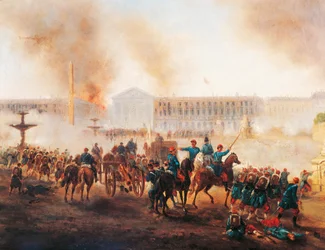 Bataille sur la Place de la Concorde à Paris, pendant les derniers jours de la Commune