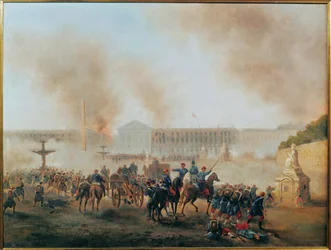 La Commune : bataille sur la place de la Concorde ... (peinture sur toile)