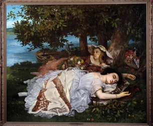 Les demoiselles des bords de Seine Peinture de Gustave Courbet