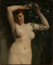 Nu avec branche fleurie