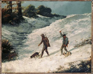 Braconniers dans la neige (peinture sur toile)