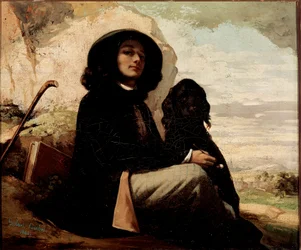 Autoportrait au chien noir, 1842