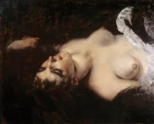 Étude pour la femme au perroquet. Le modèle pourrait être Joanna Hiffernan, dite Jo