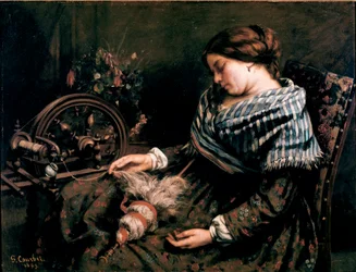 La Fileuse endormie. Peinture de Gustave Courbet (1819-1877) 1853
