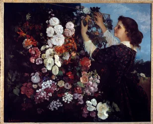 La femme aux fleurs ou la treille. Peinture de Gustave Courbet