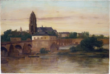 Vue de Francfort avec le Vieux Pont depuis Sachsenhausen