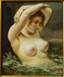 Femme et vague (huile sur toile)