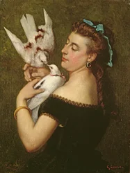 Femme avec des pigeons