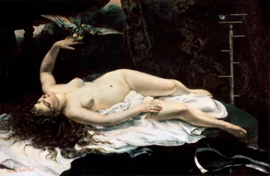 Femme avec un perroquet