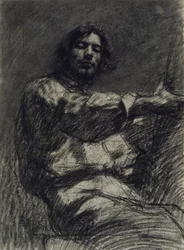 Jeune homme assis, étude. Autoportrait au chevalet, vers 1847
