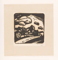 Paysage avec maisons, route et montagne