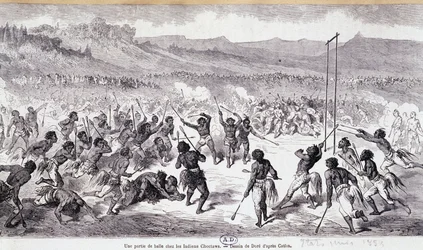 Un jeu de balle chez les Indiens Choctaws - gravure par Gustave Doré