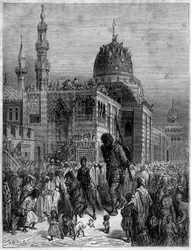 Tout le monde courut voir le géant démesuré. Illustration du poème 