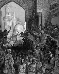 Arrivée au Caire des prisonniers croisés, gravure de Gustave Doré. XIXe siècle.