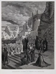 Artaxerxès accorde la liberté aux Juifs en Perse, Illustration de la Bible de Doré