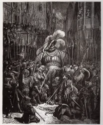 Au début du son, remerciant gracieusement tous les soudeurs de ses légions - illustration de 