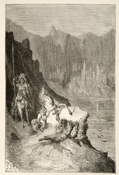 Balin tue Sir Lanceor, des Histoires des Jours du Roi Arthur par Charles Henry Hanson, pub.1898