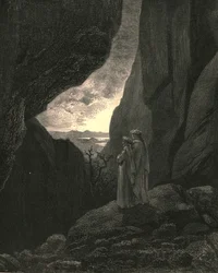 Par ce chemin caché, mon guide et moi sommes entrés, pour retourner au monde juste, vers 1890