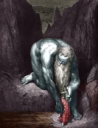 Dante et Virgile rencontrent le Géant Antée, illustré par Gustave Doré