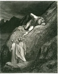 Dante et Virgile rencontrent le Minotaure. Gravure de L
