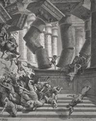 La Mort de Samson, Juges 26:28-30, illustration de 
