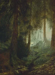 Cerfs dans un paysage forestier