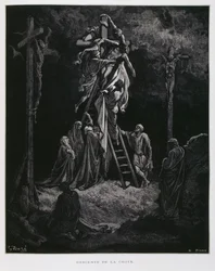 Descente de la croix, la déposition du Christ, Illustration de la Bible de Doré