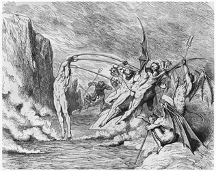 Diables, illustration de « La Divine Comédie » (Enfer) de Dante Alighieri (1265-1321), Paris, publiée en 1885