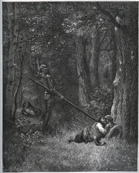 Don Quichotte réveillant Sancho Panza - de "Don Quichotte de la Manche" de Miguel Cervantes